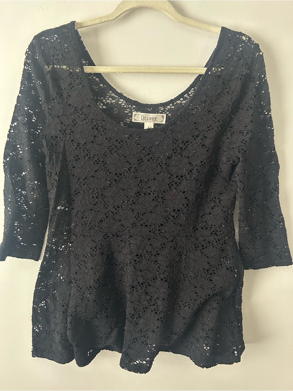 Decree Black Lace Scoop Neck Women's lace Top L